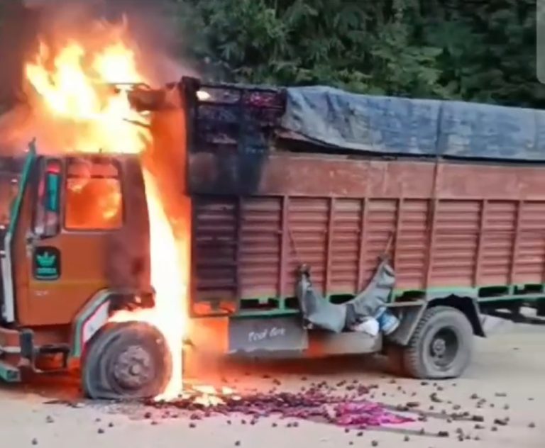 Two goods trucks set ablaze by ‘Kuki militants’ in Manipur