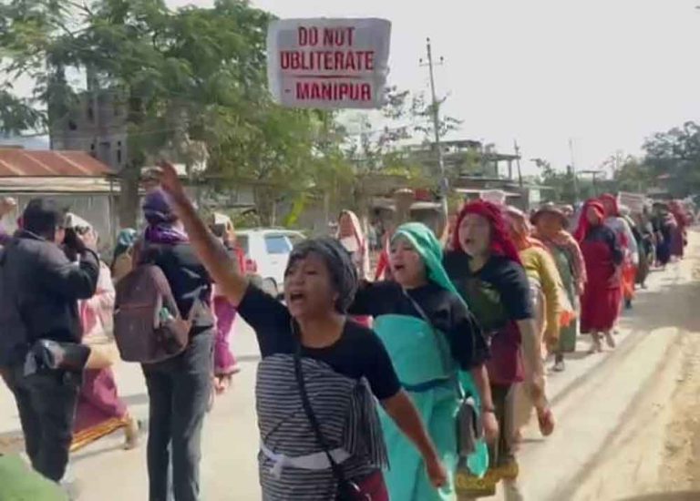 Women demonstrators in Imphal draw attention of Parliament to Manipur crisis